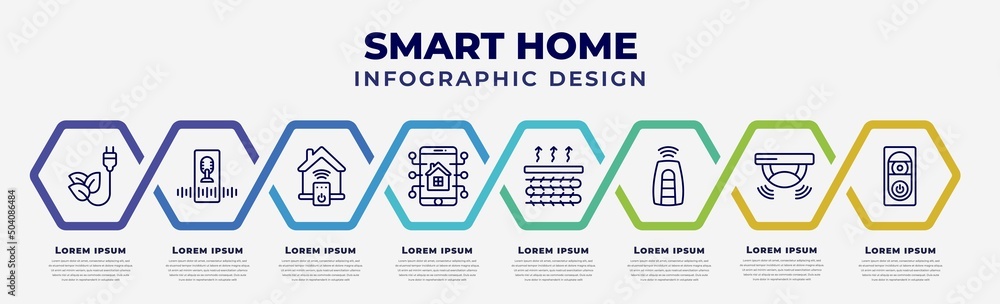 Poster vector infographic design template with icons and 8 options or steps. infographic for smart home con
