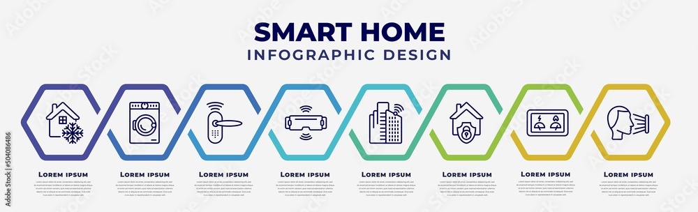 Poster vector infographic design template with icons and 8 options or steps. infographic for smart home con