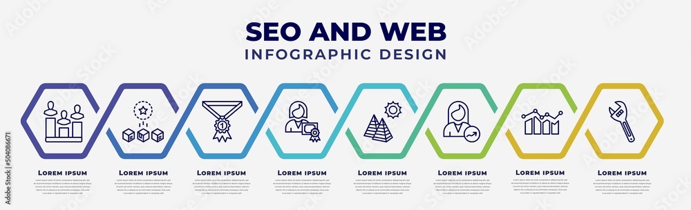 Poster vector infographic design template with icons and 8 options or steps. infographic for seo and web co