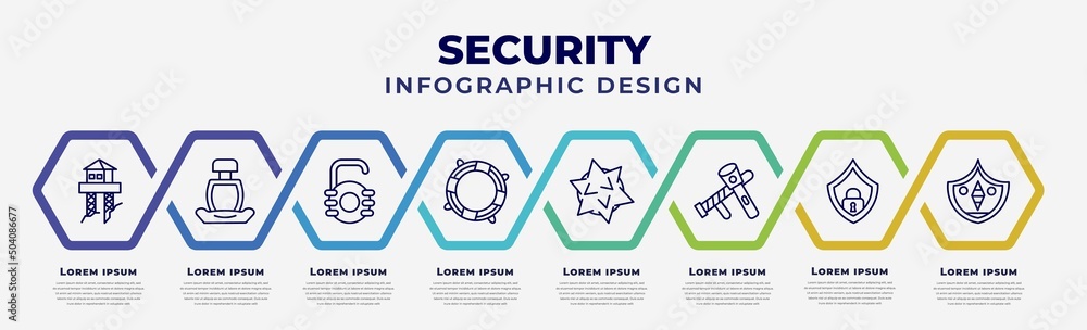 Poster vector infographic design template with icons and 8 options or steps. infographic for security conce