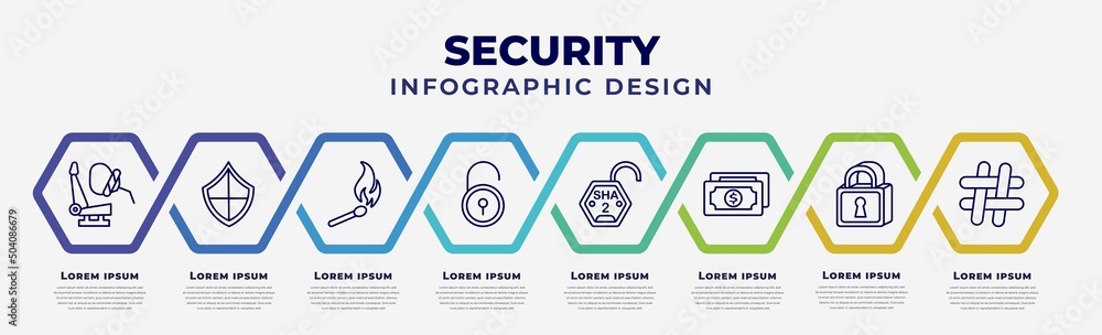 Poster vector infographic design template with icons and 8 options or steps. infographic for security conce