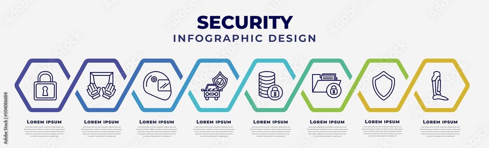 Poster vector infographic design template with icons and 8 options or steps. infographic for security conce