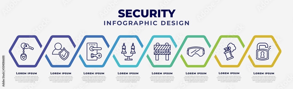 Poster vector infographic design template with icons and 8 options or steps. infographic for security conce