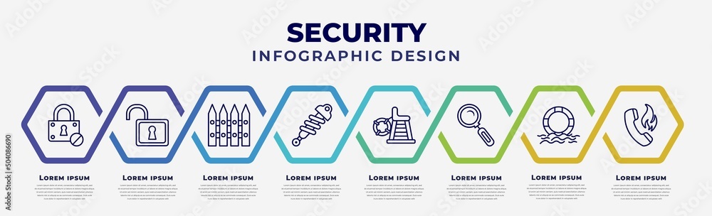 Poster vector infographic design template with icons and 8 options or steps. infographic for security conce