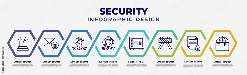 Poster vector infographic design template with icons and 8 options or steps. infographic for security conce