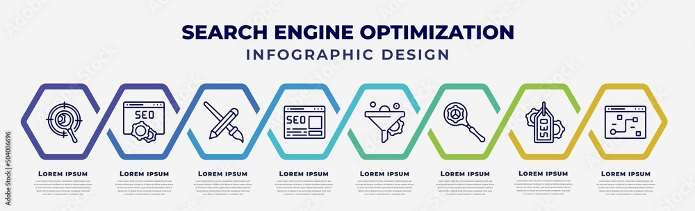 Poster vector infographic design template with icons and 8 options or steps. infographic for search engine 