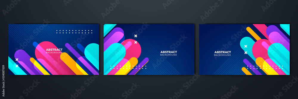 Wall mural set of abstract blue orange red yellow white colorful square background. vector abstract graphic des