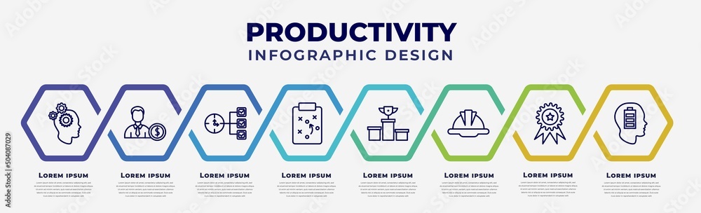 Poster vector infographic design template with icons and 8 options or steps. infographic for productivity c