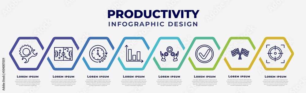 Poster vector infographic design template with icons and 8 options or steps. infographic for productivity c