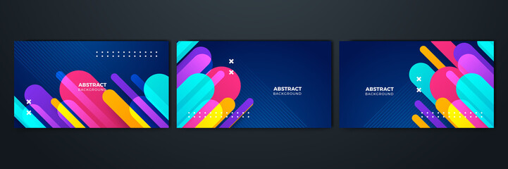 Set of abstract blue orange red yellow white colorful square background. Vector abstract graphic design banner pattern presentation background web template.