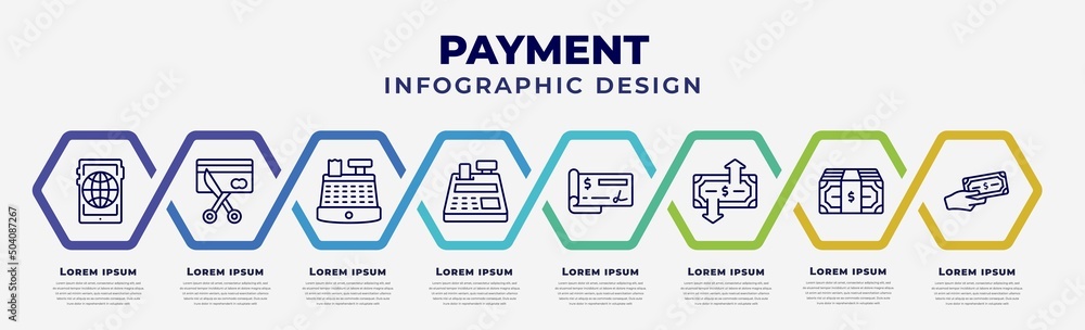Poster vector infographic design template with icons and 8 options or steps. infographic for payment concep