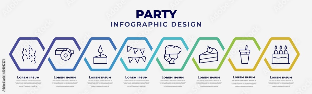 Poster vector infographic design template with icons and 8 options or steps. infographic for party concept.