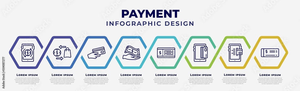 Poster vector infographic design template with icons and 8 options or steps. infographic for payment concep