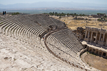 Turkey, Denizli, 29.08.2021: Roman antique amphitheater in Hierapolis, Turkey. Ancient ruins....