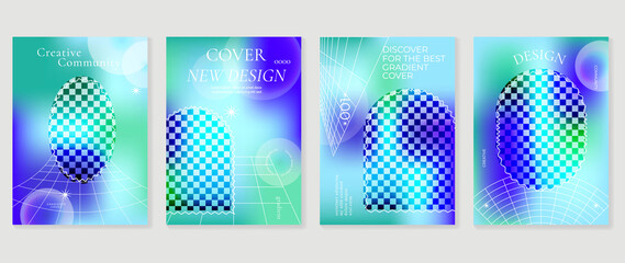 Fluid gradient background vector. Cute and minimalist style posters, Photo frame cover with pastel colorful geometric shapes and liquid color. Modern wallpaper design for social media, idol poster.