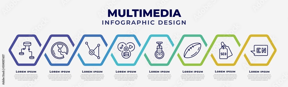 Poster vector infographic design template with icons and 8 options or steps. infographic for multimedia con