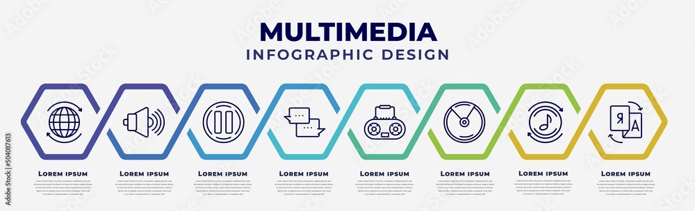 Poster vector infographic design template with icons and 8 options or steps. infographic for multimedia con