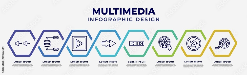 Poster vector infographic design template with icons and 8 options or steps. infographic for multimedia con