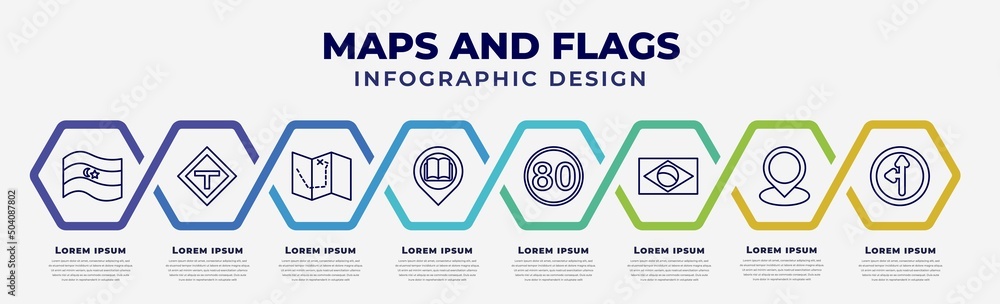 Poster vector infographic design template with icons and 8 options or steps. infographic for maps and flags