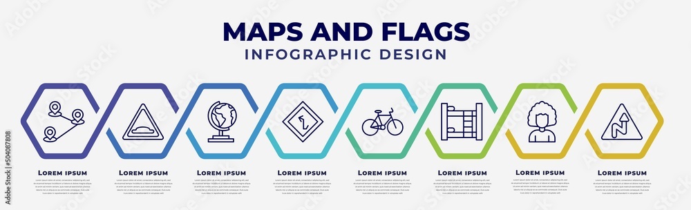 Poster vector infographic design template with icons and 8 options or steps. infographic for maps and flags