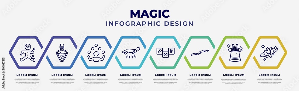 Poster vector infographic design template with icons and 8 options or steps. infographic for magic concept.