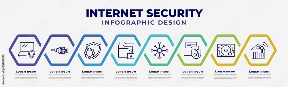 Poster vector infographic design template with icons and 8 options or steps. infographic for internet secur