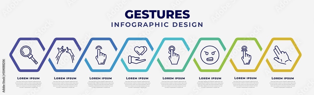 Poster vector infographic design template with icons and 8 options or steps. infographic for gestures conce