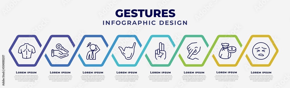 Poster vector infographic design template with icons and 8 options or steps. infographic for gestures conce