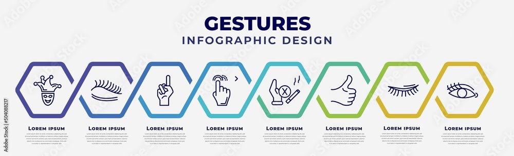 Poster vector infographic design template with icons and 8 options or steps. infographic for gestures conce