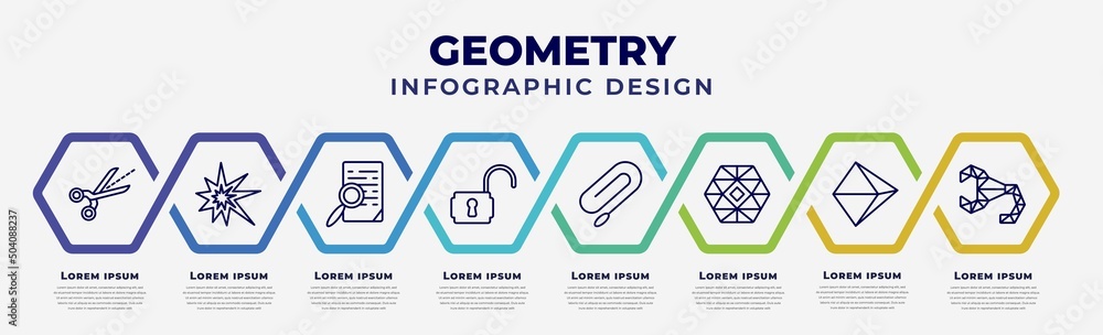 Poster vector infographic design template with icons and 8 options or steps. infographic for geometry conce