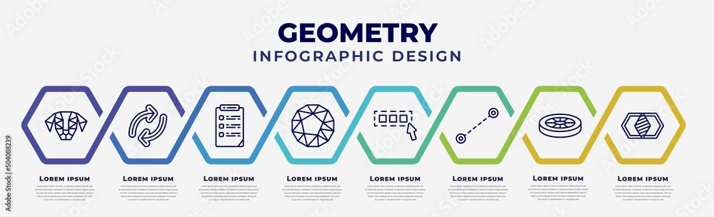 Poster vector infographic design template with icons and 8 options or steps. infographic for geometry conce