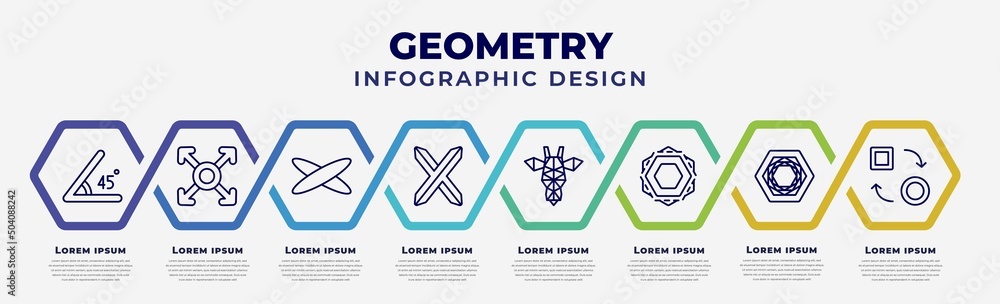 Poster vector infographic design template with icons and 8 options or steps. infographic for geometry conce