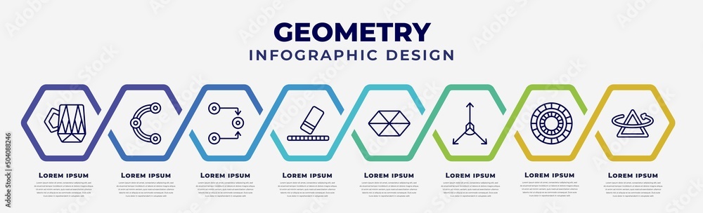 Aufkleber vector infographic design template with icons and 8 options or steps. infographic for geometry conce