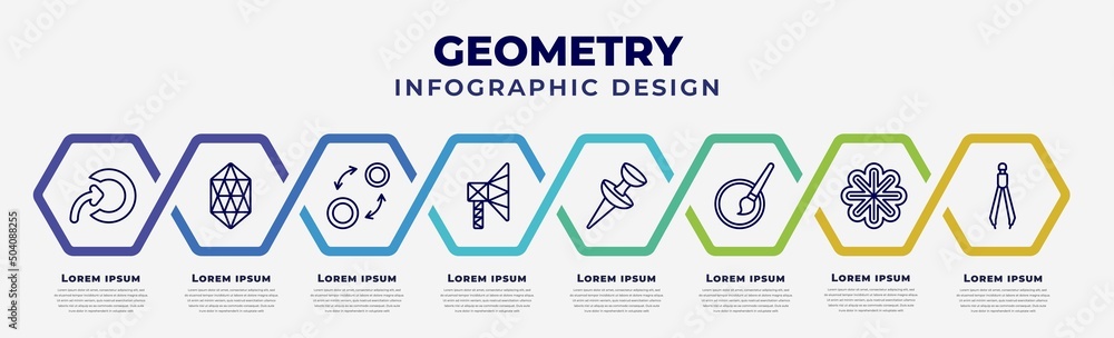 Poster vector infographic design template with icons and 8 options or steps. infographic for geometry conce