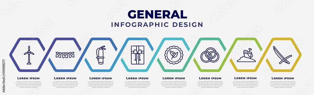 Aufkleber vector infographic design template with icons and 8 options or steps. infographic for general concep