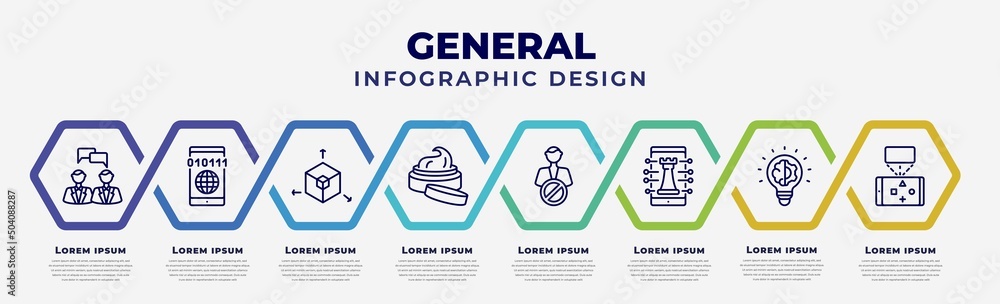 Aufkleber vector infographic design template with icons and 8 options or steps. infographic for general concep