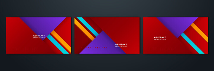 Abstract orange red blue white colorful geometric light triangle line shape with futuristic concept presentation background