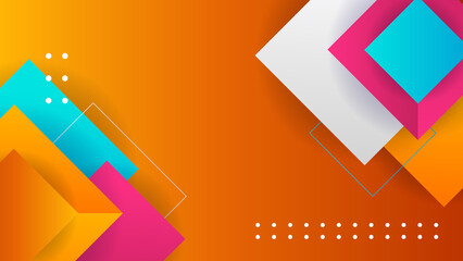 Abstract orange red blue white colorful geometric light triangle line shape with futuristic concept presentation background