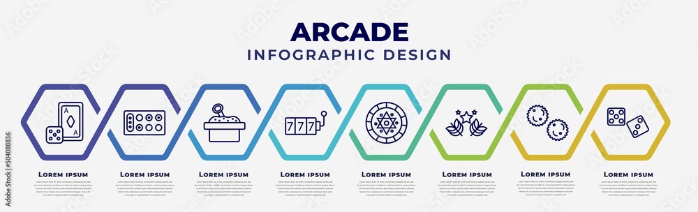 Poster vector infographic design template with icons and 8 options or steps. infographic for arcade concept