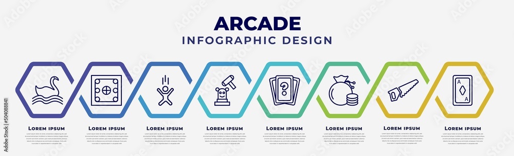 Poster vector infographic design template with icons and 8 options or steps. infographic for arcade concept