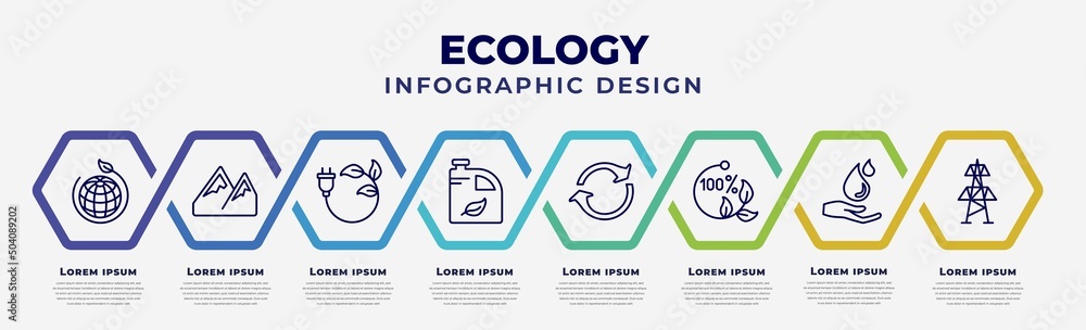 Poster vector infographic design template with icons and 8 options or steps. infographic for ecology concep
