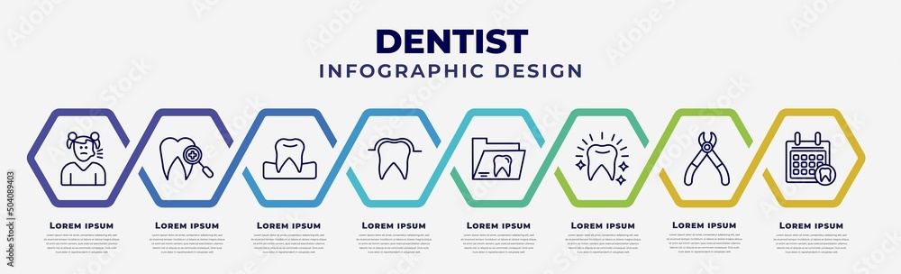 Poster vector infographic design template with icons and 8 options or steps. infographic for dentist concep