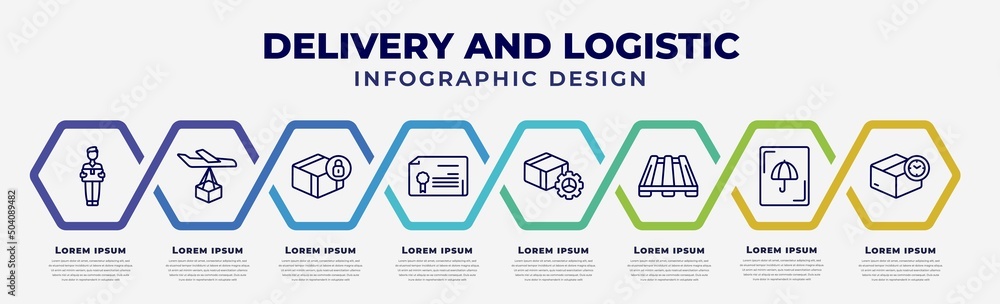Poster vector infographic design template with icons and 8 options or steps. infographic for delivery and l