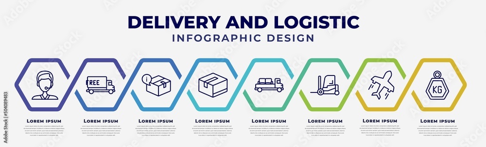 Poster vector infographic design template with icons and 8 options or steps. infographic for delivery and l