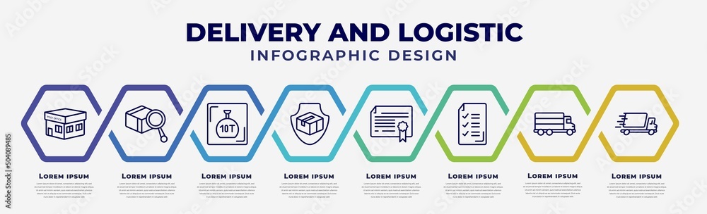 Poster vector infographic design template with icons and 8 options or steps. infographic for delivery and l