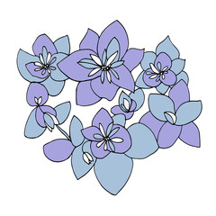 Lilac flower bouquet. Vector floral set. Violet color hand drawn element on white background. For prints, posters and packaging.