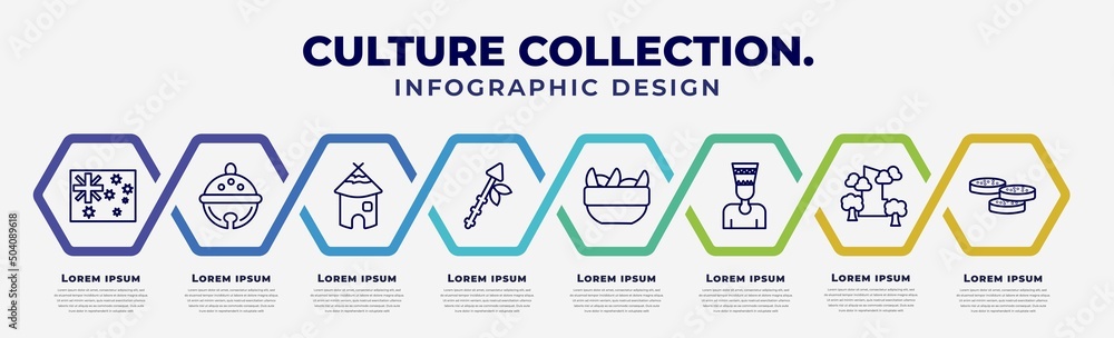 Poster vector infographic design template with icons and 8 options or steps. infographic for culture collec