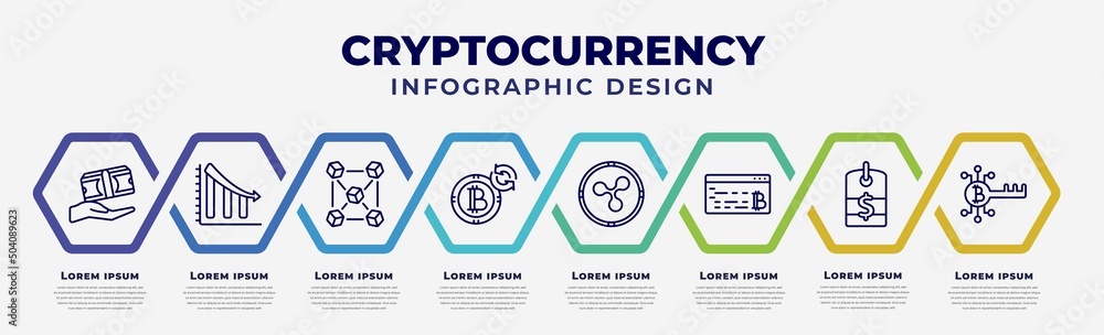 Poster vector infographic design template with icons and 8 options or steps. infographic for cryptocurrency