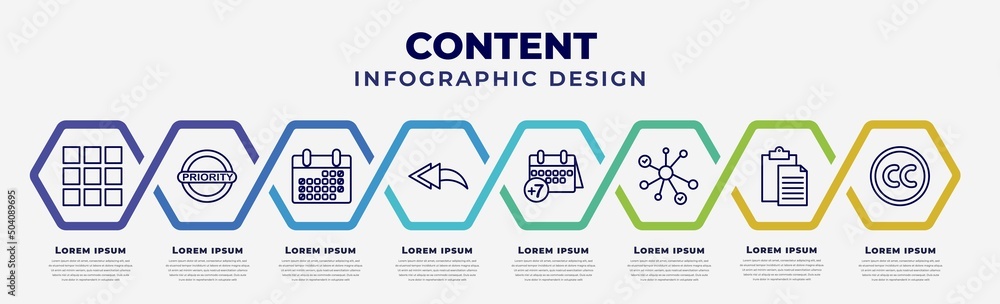 Aufkleber vector infographic design template with icons and 8 options or steps. infographic for content concep