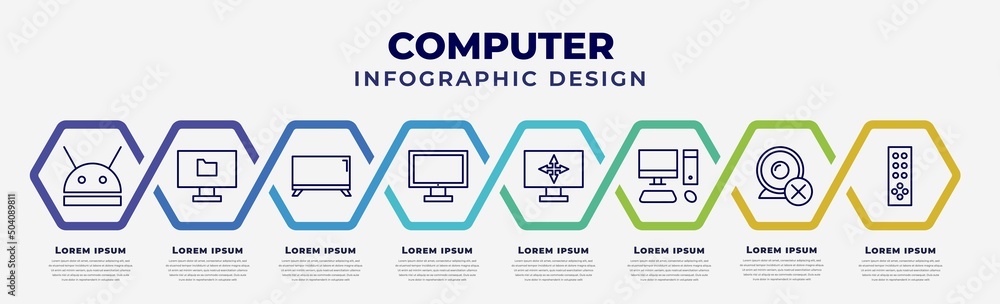 Poster vector infographic design template with icons and 8 options or steps. infographic for computer conce